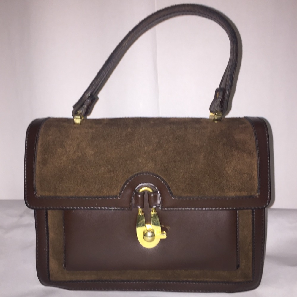 Vintage Accordion leather and velvet bag